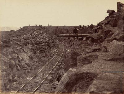 Płyta 9. Wschodnie podejście do mostu Dale Creek, 1869 r. (zdjęcie) autorstwa Andrew Joseph Russell