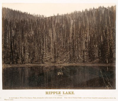 Jezioro Ripple, White Pine Cañon, Utah, z Wielkiego Zachodu Ilustrowane W Serii Widoków Fotograficznych na Kontynencie Wykonanych Wzdłuż Linii Kolei Union Pacific, Na Zachód Od Omaha, Nebraska, Przez A. J. Russell. Tom I autorstwa Andrew Joseph Russell