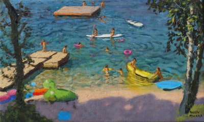 Kajaki,Chorwacja,(olej na płótnie) autorstwa Andrew Macara