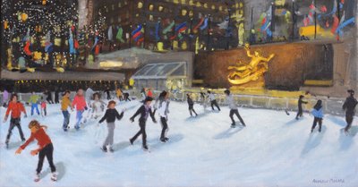Wieczór, lodowisko Rockefellera, Nowy Jork, autorstwa Andrew Macara