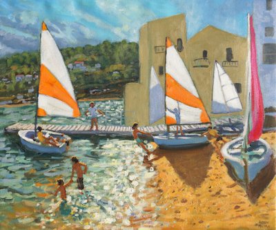 Wodowanie łodzi, Calella de Palafrugell, Hiszpania, autorstwa Andrew Macara