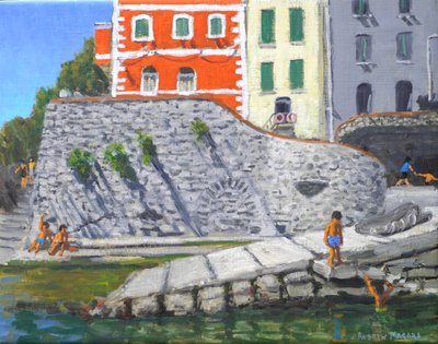 Portafino, Włochy (olej na płótnie) autorstwa Andrew Macara