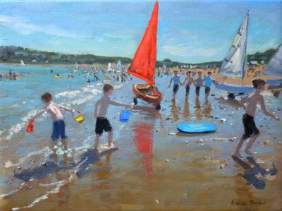 Czerwony żagiel, 2011 (olej na płótnie) autorstwa Andrew Macara