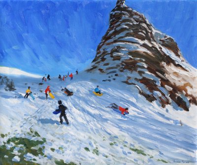 Jazda na sankach, Chrome Hill, Derbyshire, Peak; District; autorstwa Andrew Macara