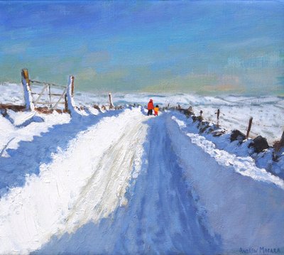 Ośnieżona droga, Derbyshire Peak District, 2019, (olej na płótnie) autorstwa Andrew Macara