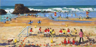 Dzień sportu,Perranporth,2017,(olej na płótnie) autorstwa Andrew Macara