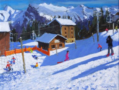 Lodowisko, Samoens, Francja, 2022 (olej na płótnie) autorstwa Andrew Macara