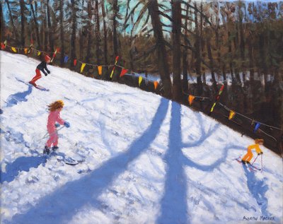 Narty w Trzech Dolinach, 2018, (olej na płótnie) autorstwa Andrew Macara