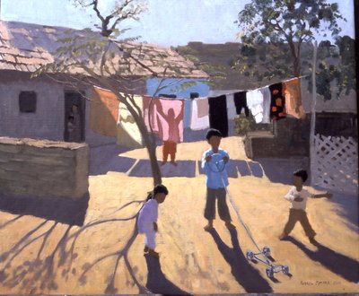Zabawkowy samochód, Gujarat, Indie (olej na płótnie) autorstwa Andrew Macara