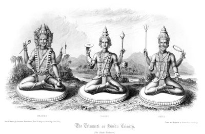 Trimurti lub hinduska Trójca. autorstwa Andrew Thomas