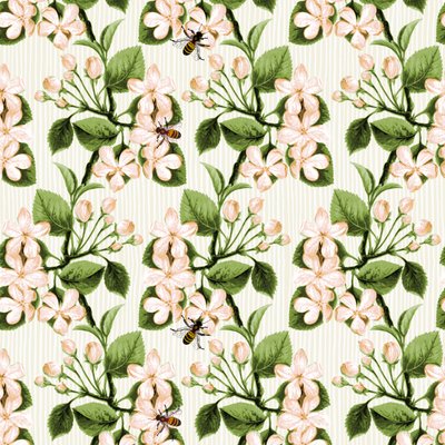 Crab Apple Blossom i Honey Bee, 2017, tusz i cyfra autorstwa Andrew Watson