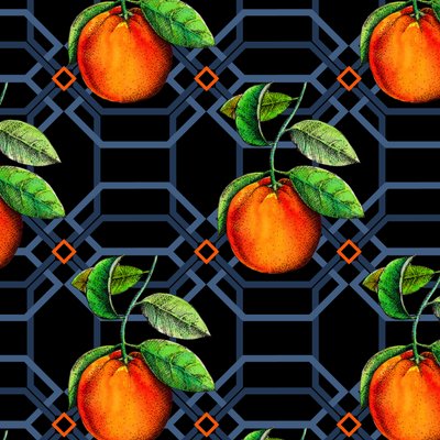 Pomarańczowy geometryczny, 2018, pióro i tusz, akwarela, cyfrowa) autorstwa Andrew Watson