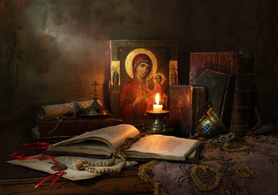 Madonna i blask świec autorstwa Andrey Morozov