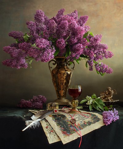 Romantyczna martwa natura z bzami autorstwa Andrey Morozov