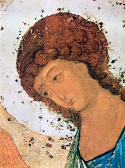 „Trójca”, Szczegół, c1380-1430 autorstwa Andrey Rublyov