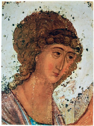 „Trójca Rublowa”, fragment, c1411 autorstwa Andrey Rublyov