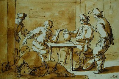 W barze, 1633 (pióro i tusz na papierze) autorstwa Andries Both