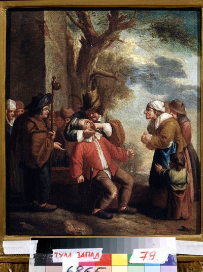 ""Wyciągacz zębów lub ból"" (Dentysta. Ból (z cyklu Pięć zmysłów) Obraz Andriesa Dirksza Obaj (1608-1641) XVII-wieczne Państwowe Muzeum Sztuki Tula Rosja autorstwa Andries Both