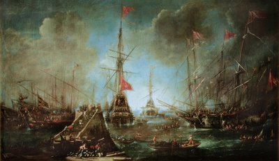Hiszpańska flota opuszcza port autorstwa Andries van Eertvelt