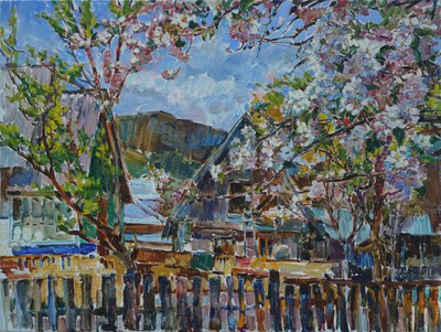 Wioska Blooming Mountain autorstwa Andrii Kutsachenko