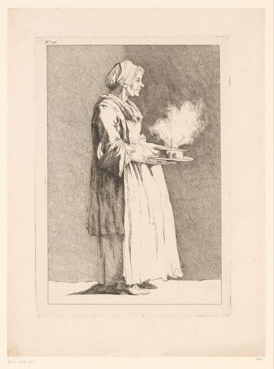 Karykatura kobiety z posiłkiem Karykatury wg J. Saly (tytuł serii) Recueil de caricatures dessinées Par J. Saly et Gravées par A.L. DeLalive DJ (tytuł serii) autorstwa Ange Laurent de, marquis de Rémoville Lalive