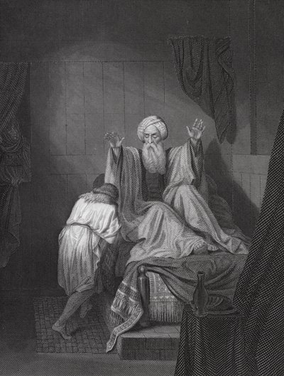 Izaak błogosławiący Jakuba (grawerunek) autorstwa Ange Louis (1815 72) (after) Janet