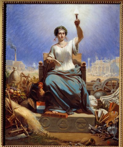 Francja oświetlająca świat. Alegoria. Obraz Janet Lange (1815 - 1872) autorstwa Ange Louis Janet