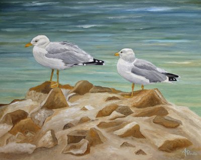 Dwie nadmorskie mewy autorstwa Angeles M. Pomata