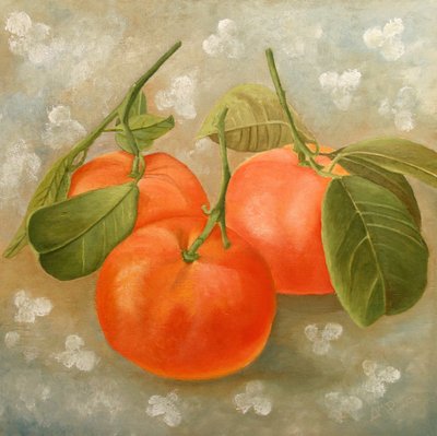 Żywa pomarańczowa martwa natura autorstwa Angeles M. Pomata