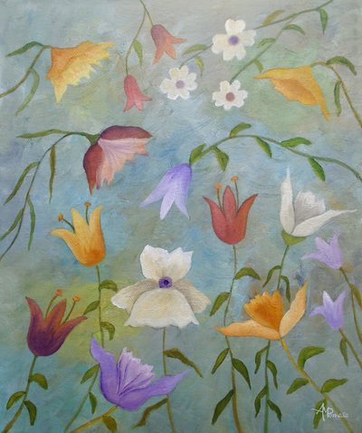 Fantazyjne kwiaty ogrodowe autorstwa Angeles M. Pomata