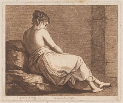 Kobieta siedząca na kamieniach autorstwa Angelica Kauffmann