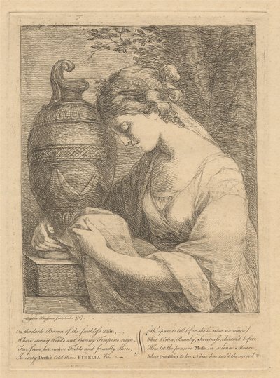Kobieta płacząca obok urny autorstwa Angelica Kauffmann