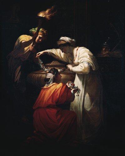 Kleopatra dekorująca grób Marka Antoniego, Angelica Kauffmann (1741-1807), olej na płótnie autorstwa Angelica Kauffmann