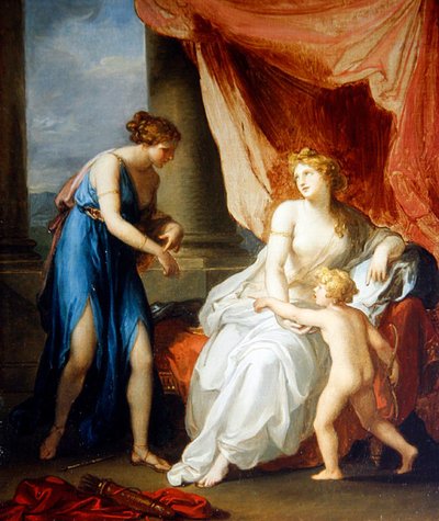 Euphrosyne zraniony przez Kupidyna, skarżący się Wenus (olej na płótnie) autorstwa Angelica Kauffmann