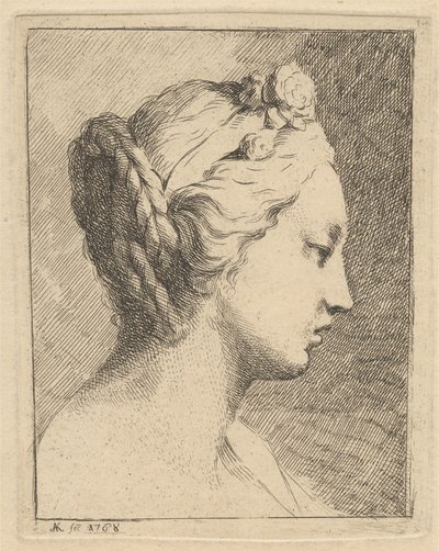 Głowa młodej kobiety z profilu w prawo autorstwa Angelica Kauffmann