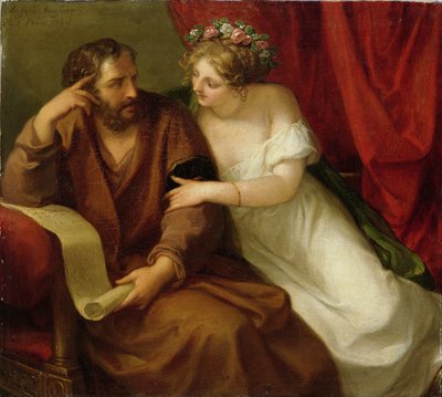 Phryne uwodzi filozofa Ksenokratesa, 1794 autorstwa Angelica Kauffmann