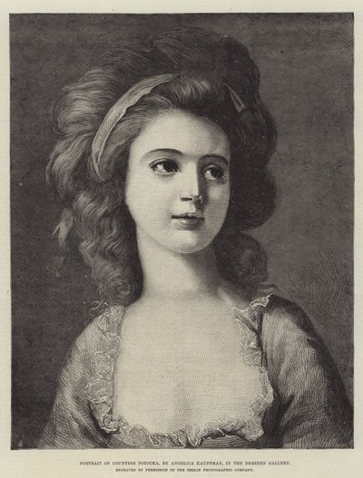 Portret hrabiny Potockiej, w Galerii Drezdeńskiej autorstwa Angelica Kauffmann