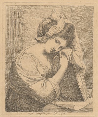 Młoda kobieta pogrążona w zadumie autorstwa Angelica Kauffmann