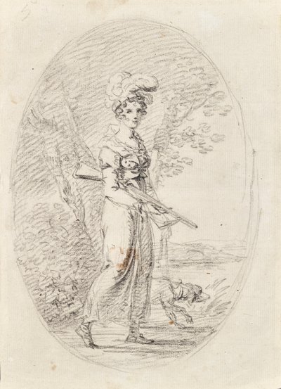 Łowczyni z psem autorstwa Angelica Kauffmann