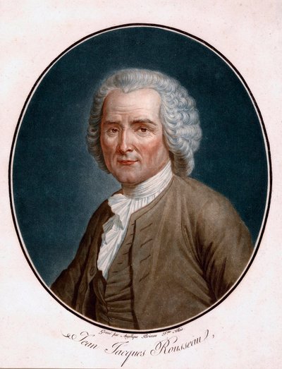 Portret Jean Jacques Rousseau (1712-1778) - Portret Jean-Jacques Rousseau - Grawerowany przez Angelique Allais (z domu Briceau) (czynny XVIII w.), akwaforta, akwarela 1791 (24,5x21,5cm) - Bibliotheque de Geneve autorstwa Angelique (fl.1796-d.1827) Allais
