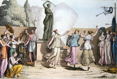 Taniec Delian, ilustracja z „Le Costume Ancien ou Moderne” Julesa Ferrario, rycina Paolo Fumagalli, Mediolan 1819 (kolorystyka) autorstwa Angelo (after) Monticelli