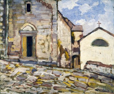 Fasada kościoła, autorstwa Angelo Balbi (1872-1939). Włochy, XX wiek. autorstwa Angelo Balbi
