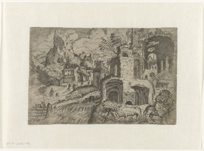 Krajobraz z ucieczką do Egiptu autorstwa Angelo Falconetto (attributed to)
