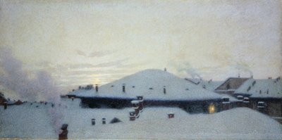 Dachy w śniegu autorstwa Angelo Morbelli