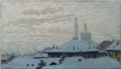 Dachy pod śniegiem Dachy pod śniegiem, 1910 r. autorstwa Angelo Morbelli