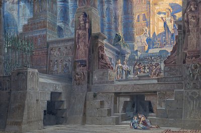 Scenografia do Opery Aida autorstwa Giuseppe Verdiego, 1923. autorstwa Angelo Parravicini