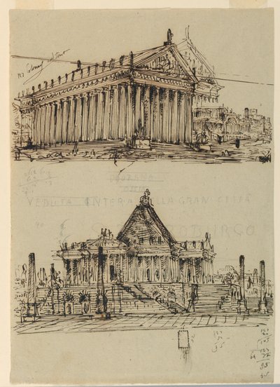 Scenografia, zewnętrzna część świątyń autorstwa Angelo Toselli
