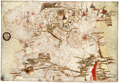 Morze Śródziemne, Morze Czarne i północno-wschodni Atlantyk, ok. 1550 r. (welin) autorstwa Angelo de Conte Freducci