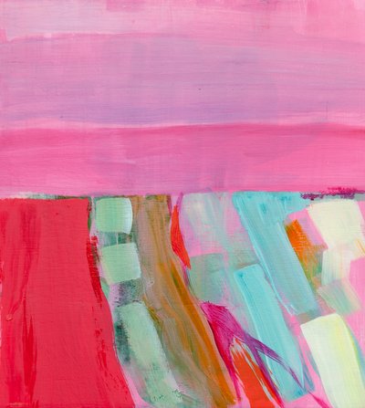 Letnie pola pszenicy (wieczorem), 2012, akryl na drewnie autorstwa Angie Kenber