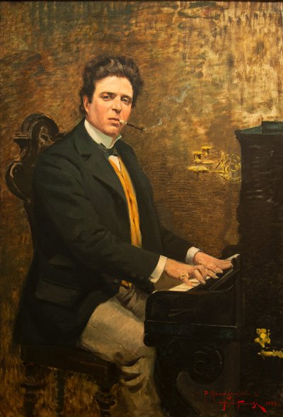 Portret kompozytora Pietro Mascagni 1863-1945, 1899. autorstwa Angiolo Tommasi